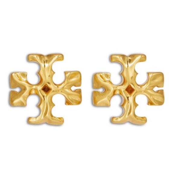 TORY BURCH • Vintage Gold Roxanne Logo Small Stud Earrings - Picture 5 of 7